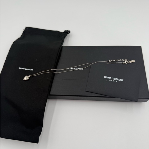 Saint Laurent Silver Heart Pendant Necklace - Picture 1 of 3